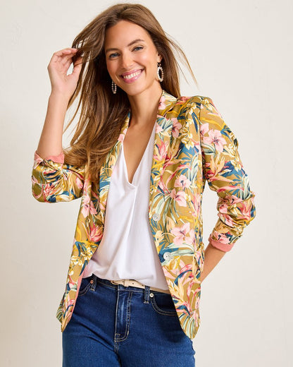 Flora Amora Satin Blazer Greek Olive | Tommy Bahama Premium - Flora Amora Satin Blazer