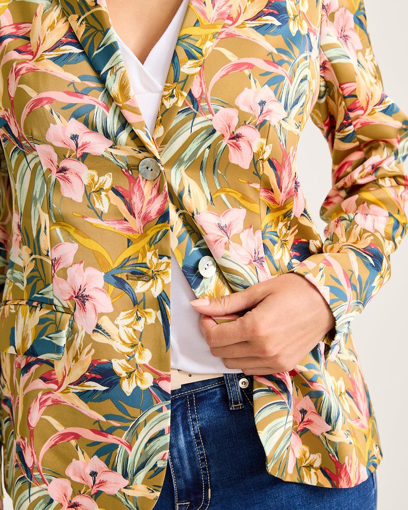 Flora Amora Satin Blazer Greek Olive | Tommy Bahama Premium - Flora Amora Satin Blazer