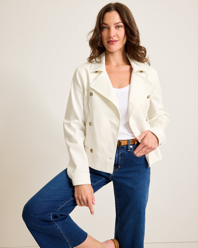 Cotton Twill Cropped Peacoat White | Tommy Bahama Exclusive - Cotton Twill Cropped Peacoat