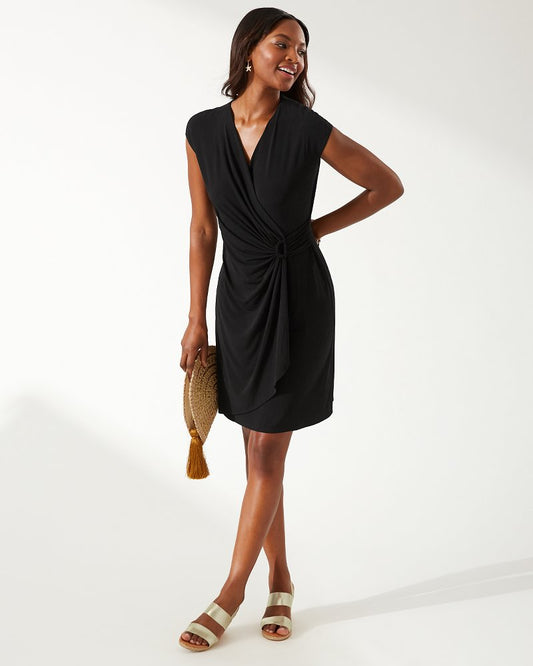 Clara Faux-Wrap Dress Black | Tommy Bahama Hot Sale - Clara Faux-Wrap Dress