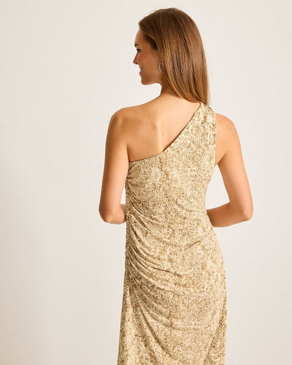 Playa Python Maxi One-Shoulder Dress Travertine | Tommy Bahama Deals - Playa Python Maxi One-Shoulder Dress