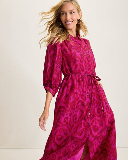 Seaside Ikat Midi Shirt Dress Pink Papaya | Tommy Bahama Customer Favorite - Seaside Ikat Midi Shirt Dress