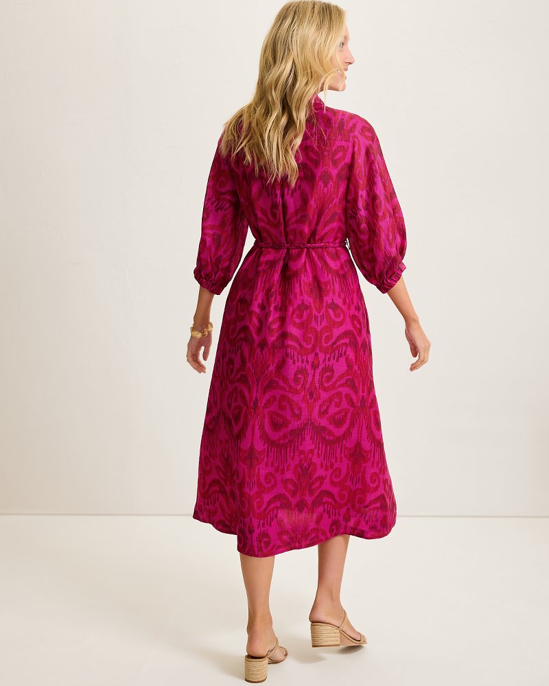 Seaside Ikat Midi Shirt Dress Pink Papaya | Tommy Bahama Customer Favorite - Seaside Ikat Midi Shirt Dress
