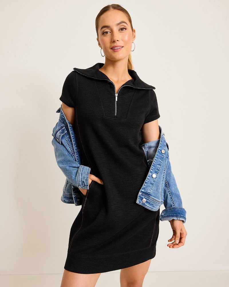 Tobago Bay Half-Zip Collared Dress Black | Tommy Bahama Latest - Tobago Bay Half-Zip Collared Dress