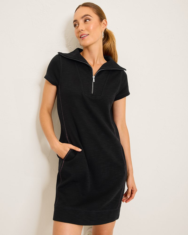 Tobago Bay Half-Zip Collared Dress Black | Tommy Bahama Latest - Tobago Bay Half-Zip Collared Dress