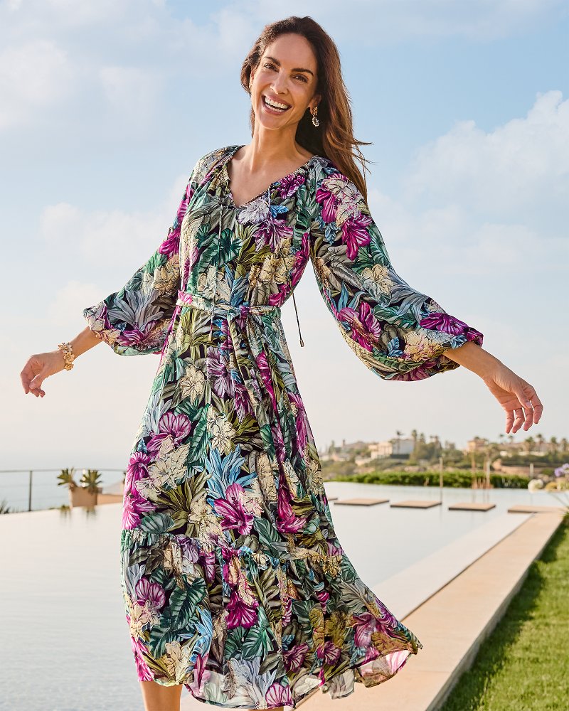 Jungle Jewels Shimmer Maxi Dress Black | Tommy Bahama Premium - Jungle Jewels Shimmer Maxi Dress
