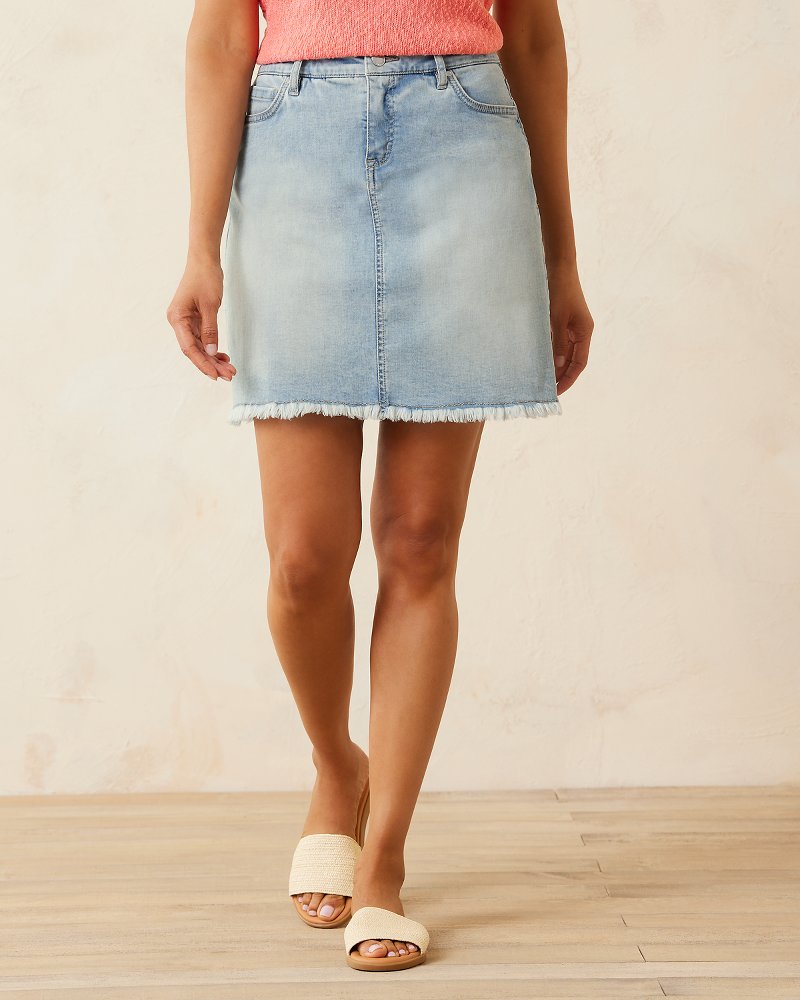 Boracay® Indigo Raw-Edge Skirt Bleach Wash | Tommy Bahama New - Boracay® Indigo Raw-Edge Skirt