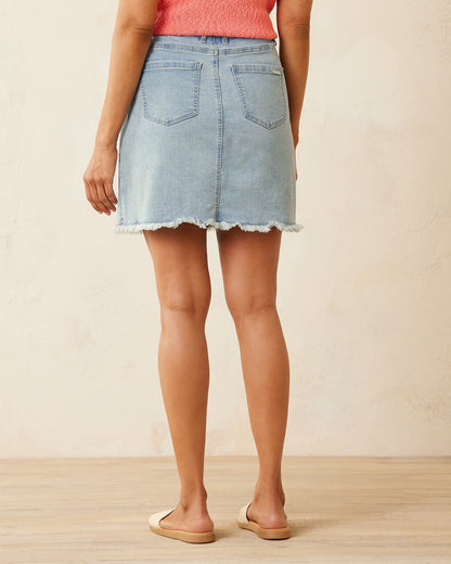 Boracay® Indigo Raw-Edge Skirt Bleach Wash | Tommy Bahama New - Boracay® Indigo Raw-Edge Skirt