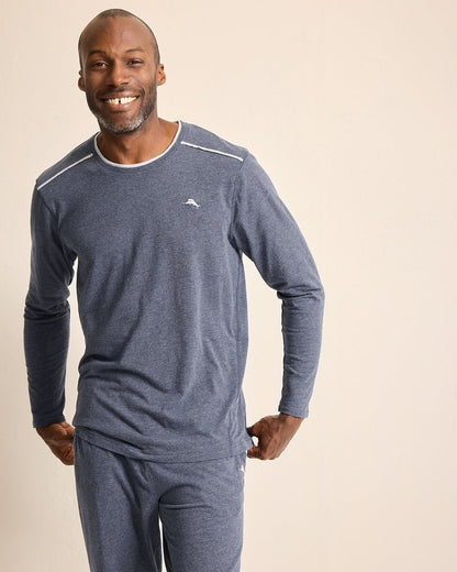 Big & Tall Jersey Long-Sleeve Crewneck T-Shirt Heathered Blue | Tommy Bahama Everyday - Big & Tall Jersey Long-Sleeve Crewneck T-Shirt
