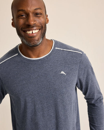 Big & Tall Jersey Long-Sleeve Crewneck T-Shirt Heathered Blue | Tommy Bahama Everyday - Big & Tall Jersey Long-Sleeve Crewneck T-Shirt
