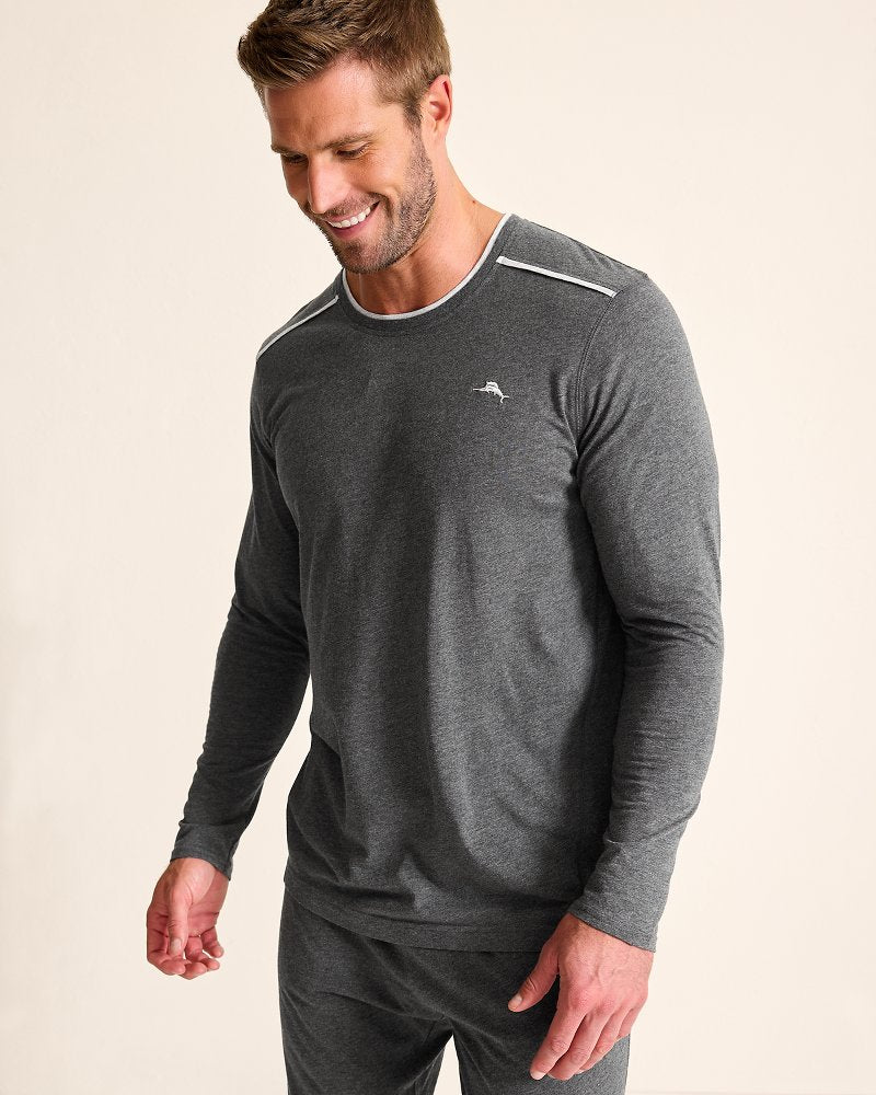 Big & Tall Jersey Long-Sleeve Crewneck T-Shirt Heather Charcoal Grey | Tommy Bahama Essential - Big & Tall Jersey Long-Sleeve Crewneck T-Shirt