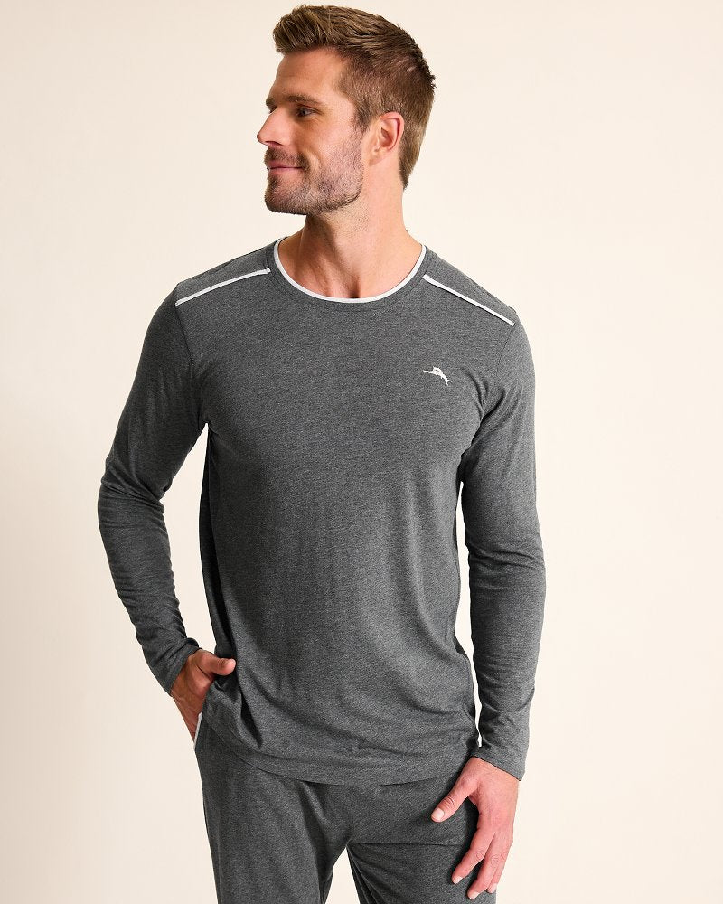 Big & Tall Jersey Long-Sleeve Crewneck T-Shirt Heather Charcoal Grey | Tommy Bahama Essential - Big & Tall Jersey Long-Sleeve Crewneck T-Shirt