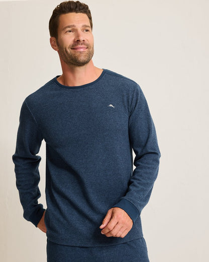Textured Twill Stripe Crew Long-Sleeve Top Dark Moonlight | Tommy Bahama Special Offer - Textured Twill Stripe Crew Long-Sleeve Top