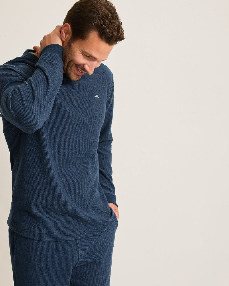 Textured Twill Stripe Crew Long-Sleeve Top Dark Moonlight | Tommy Bahama Special Offer - Textured Twill Stripe Crew Long-Sleeve Top