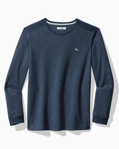 Big & Tall Textured Twill Stripe Crew Long-Sleeve Top Dark Moonlight | Tommy Bahama Featured - Big & Tall Textured Twill Stripe Crew Long-Sleeve Top
