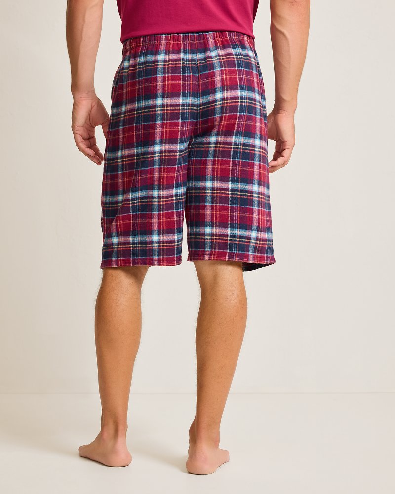 Big & Tall Flannel Plaid Pajama Shorts Beet Red | Tommy Bahama Trusted - Big & Tall Flannel Plaid Pajama Shorts