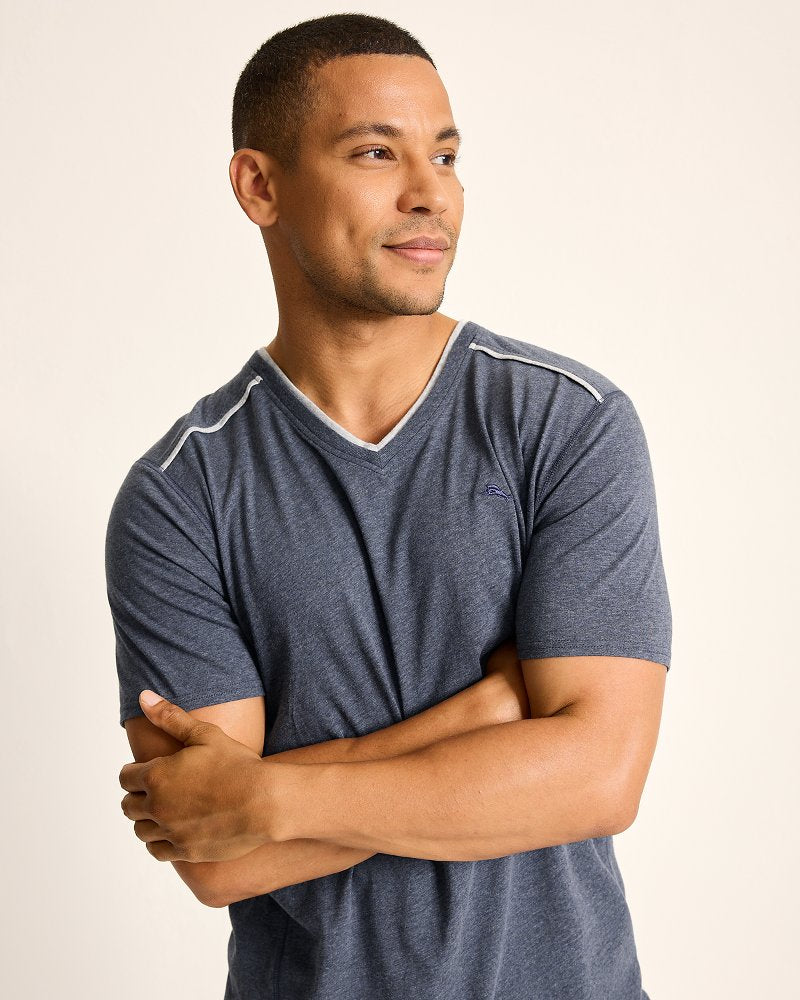 Jersey Short-Sleeve V-Neck T-Shirt Heathered Blue | Tommy Bahama Classic - Jersey Short-Sleeve V-Neck T-Shirt
