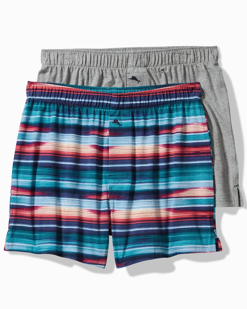 Tropical Print & Solid Knit Boxers—2-Pack Dark Navy | Tommy Bahama Discount - Tropical Print & Solid Knit Boxers—2-Pack