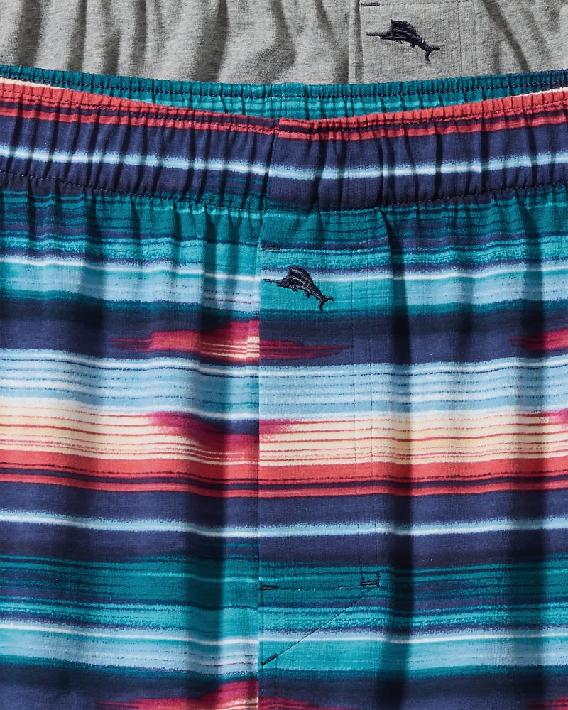 Tropical Print & Solid Knit Boxers—2-Pack Dark Navy | Tommy Bahama Discount - Tropical Print & Solid Knit Boxers—2-Pack
