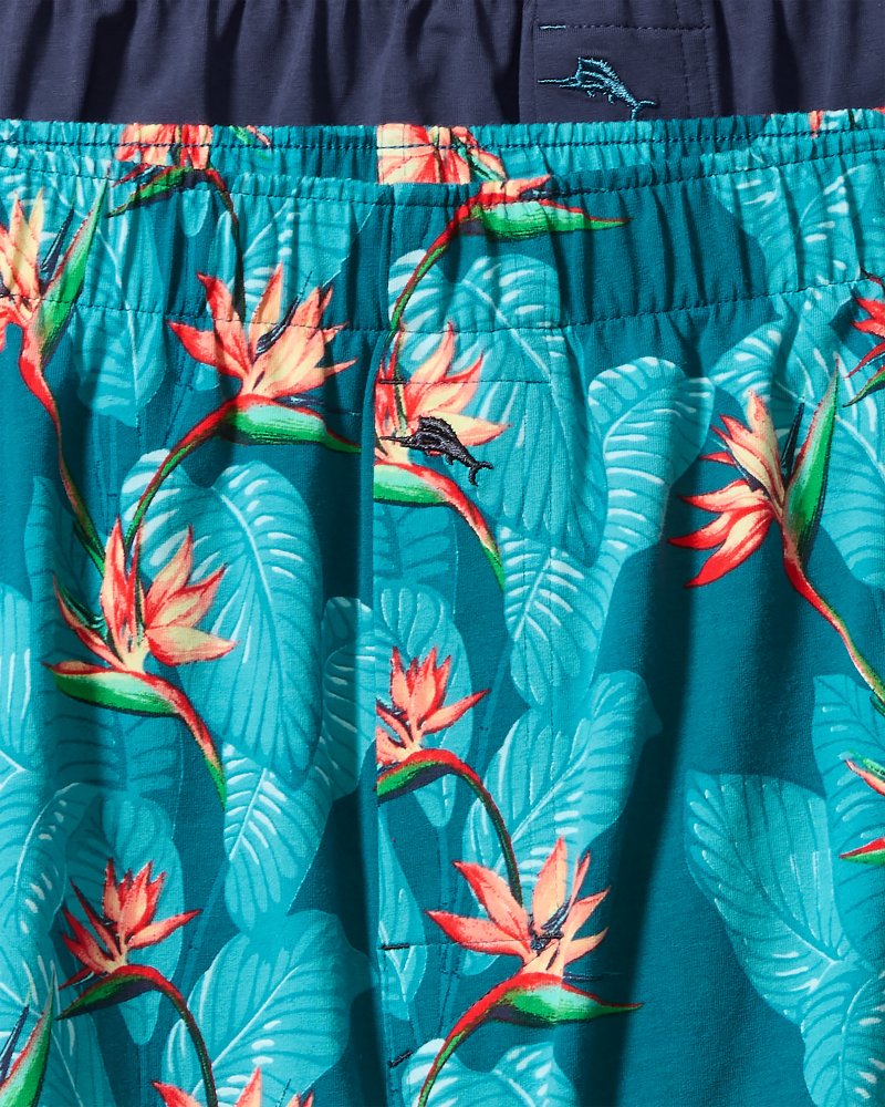 Big & Tall Tropical Print & Solid Knit Boxers—2-Pack Bright Teal | Tommy Bahama Best Seller - Big & Tall Tropical Print & Solid Knit Boxers—2-Pack