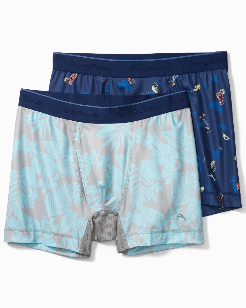 Mesh Tech Tropic Print Boxer Briefs — 2-Pack Navy Print | Tommy Bahama Special Offer - Mesh Tech Tropic Print Boxer Briefs — 2-Pack