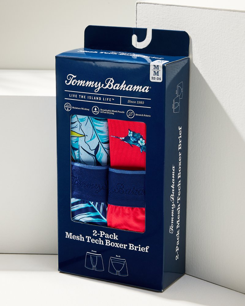 Mesh Tech Print Boxer Briefs — 2-Pack Coral Novelty | Tommy Bahama Premium - Mesh Tech Print Boxer Briefs — 2-Pack