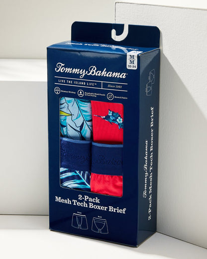 Mesh Tech Print Boxer Briefs — 2-Pack Coral Novelty | Tommy Bahama Premium - Mesh Tech Print Boxer Briefs — 2-Pack