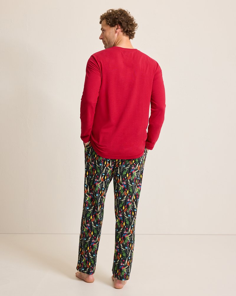 Holiday Parrot Henley & Pants Pajama Set Poinsettia Red | Tommy Bahama Recommended - Holiday Parrot Henley & Pants Pajama Set