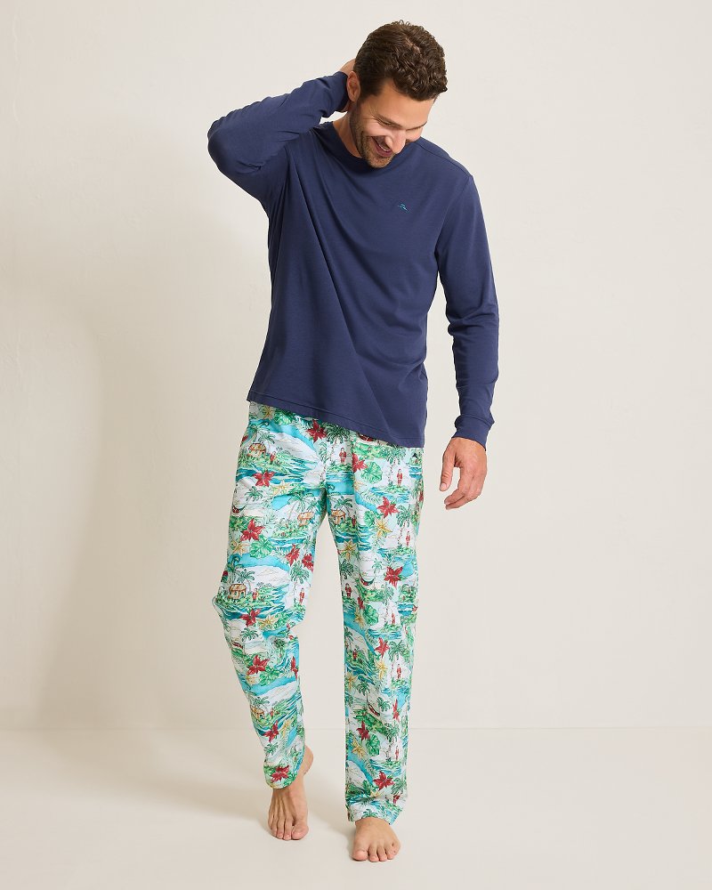 Big & Tall Jersey Long Sleeve & Pants Pajama Set Big Sky Blue | Tommy Bahama Top Pick - Big & Tall Jersey Long Sleeve & Pants Pajama Set
