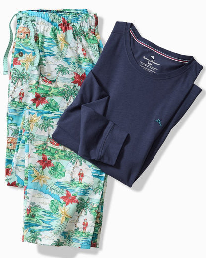 Big & Tall Jersey Long Sleeve & Pants Pajama Set Big Sky Blue | Tommy Bahama Top Pick - Big & Tall Jersey Long Sleeve & Pants Pajama Set