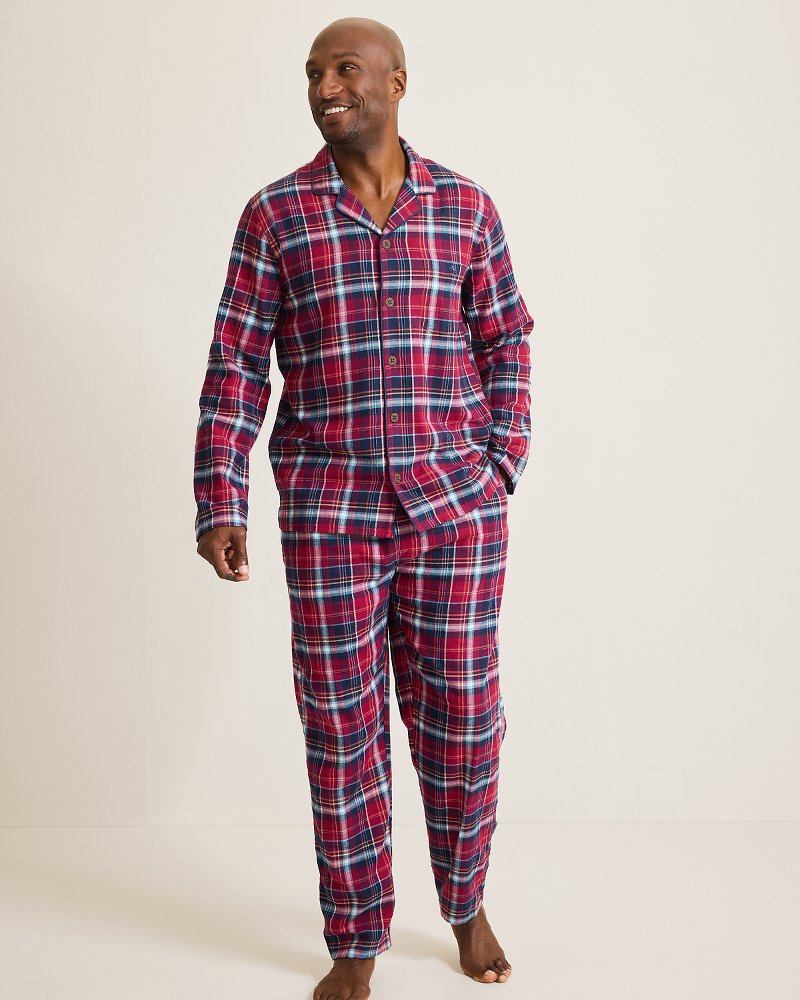 Flannel Long Sleeve & Pants Pajama Set Beet Red | Tommy Bahama Deals - Flannel Long Sleeve & Pants Pajama Set