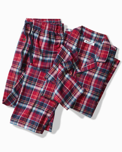 Big & Tall Flannel Long Sleeve & Pants Pajama Set Beet Red | Tommy Bahama Value - Big & Tall Flannel Long Sleeve & Pants Pajama Set