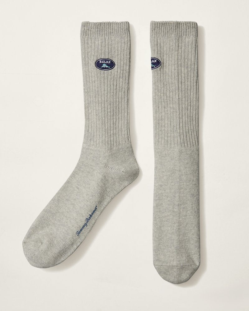 Relax Ribbed Crew Socks Light Grey Heather | Tommy Bahama Featured - Relax Ribbed Crew Socks
