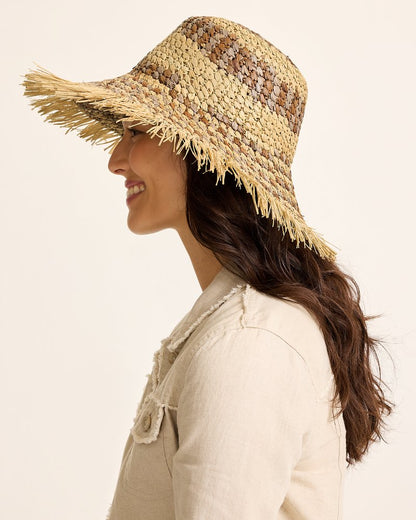Waverly Frayed Edge Raffia Sun Hat Brown | Tommy Bahama Trusted - Waverly Frayed Edge Raffia Sun Hat
