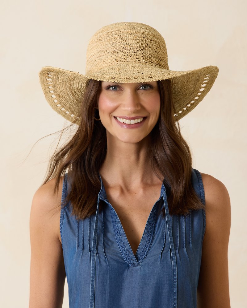 Isla Crochet Raffia Sun Hat Natural | Tommy Bahama Quality - Isla Crochet Raffia Sun Hat
