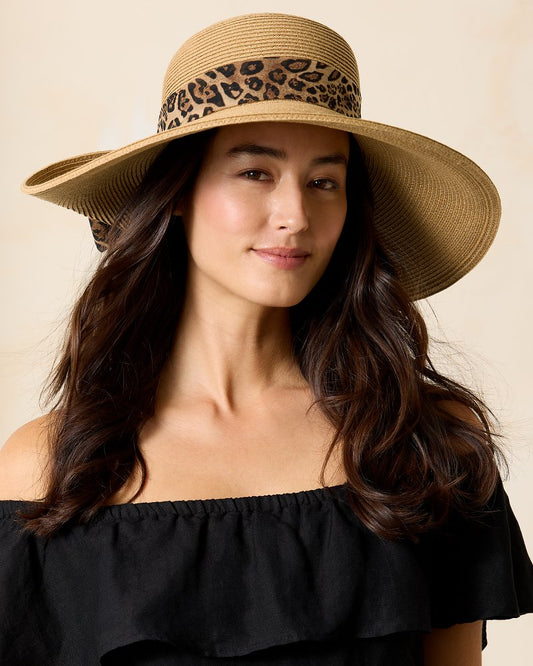 Ultra-Braid Fold Back Bow Hat Leopard | Tommy Bahama Trending - Ultra-Braid Fold Back Bow Hat