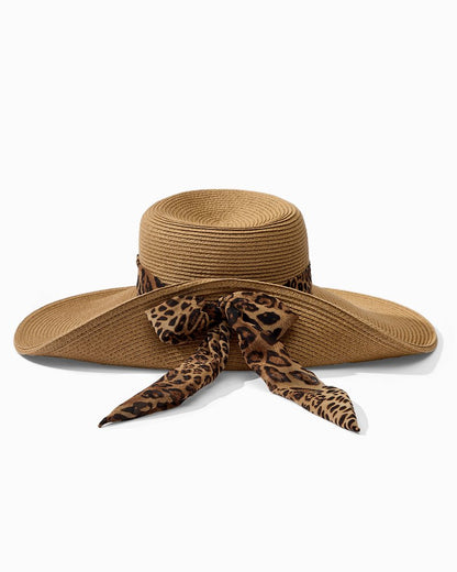 Ultra-Braid Fold Back Bow Hat Leopard | Tommy Bahama Trending - Ultra-Braid Fold Back Bow Hat
