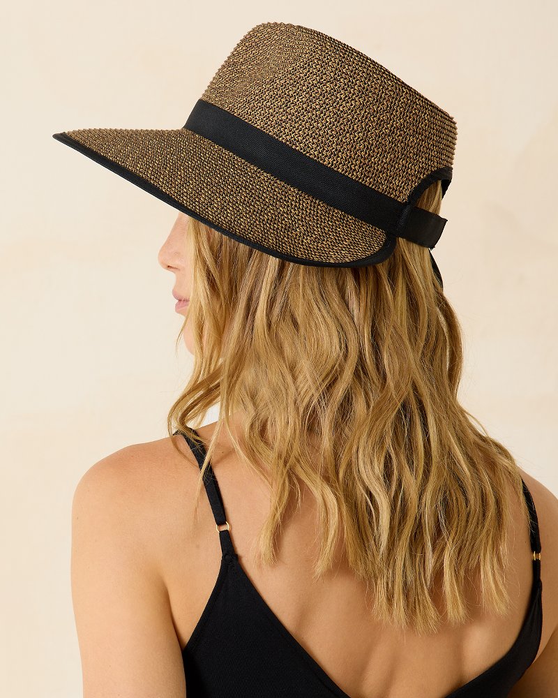 Pinched-Crown Face Saver Hat Natural/Black | Tommy Bahama Quality - Pinched-Crown Face Saver Hat