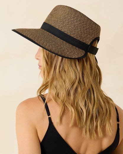 Pinched-Crown Face Saver Hat Natural/Black | Tommy Bahama Quality - Pinched-Crown Face Saver Hat