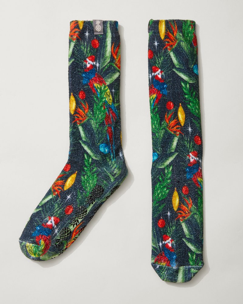 Island Soft® Holiday Parrot Socks Black | Tommy Bahama Trusted - Island Soft® Holiday Parrot Socks
