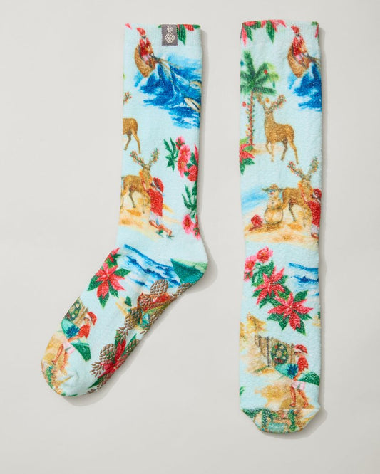 Island Soft® Holiday Santa Socks Lt Sky Blue | Tommy Bahama Discount - Island Soft® Holiday Santa Socks