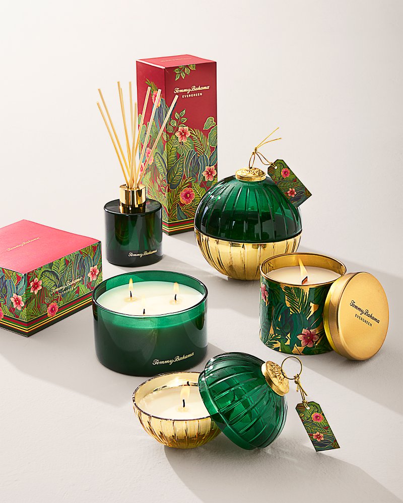 Evergreen 10.6-oz. Floral Embossed Candle Tin Evergreen | Tommy Bahama Sale - Evergreen 10.6-oz. Floral Embossed Candle Tin