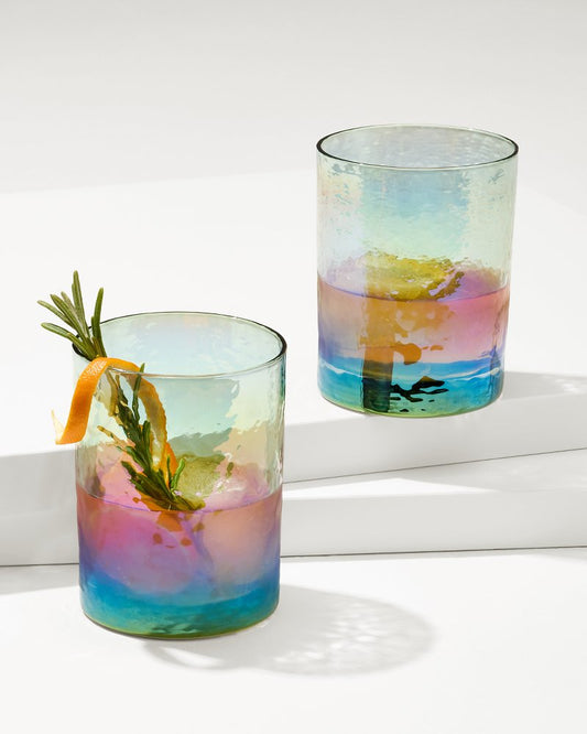 Luster Rocks Glasses — Set of 2 Light Blue | Tommy Bahama Classic - Luster Rocks Glasses — Set of 2