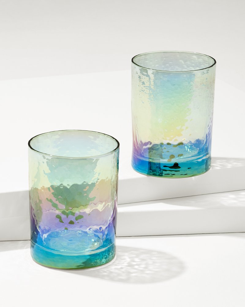 Luster Rocks Glasses — Set of 2 Light Blue | Tommy Bahama Classic - Luster Rocks Glasses — Set of 2