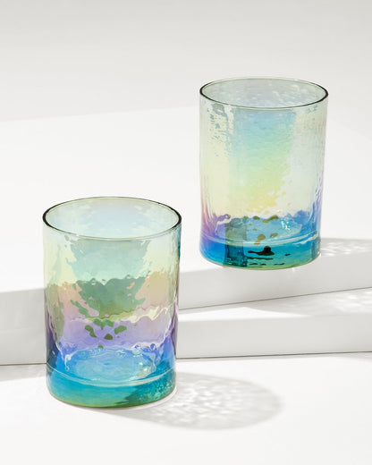 Luster Rocks Glasses — Set of 2 Light Blue | Tommy Bahama Classic - Luster Rocks Glasses — Set of 2