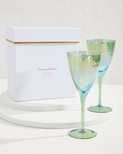 Luster Wine Glasses — Set of 2 Light Blue | Tommy Bahama Best Seller - Luster Wine Glasses — Set of 2