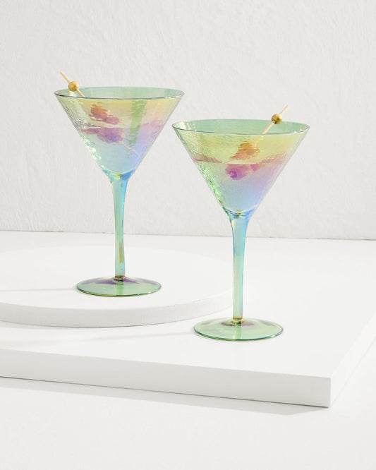 Luster Martini Glasses — Set of 2 Light Blue | Tommy Bahama Customer Favorite - Luster Martini Glasses — Set of 2