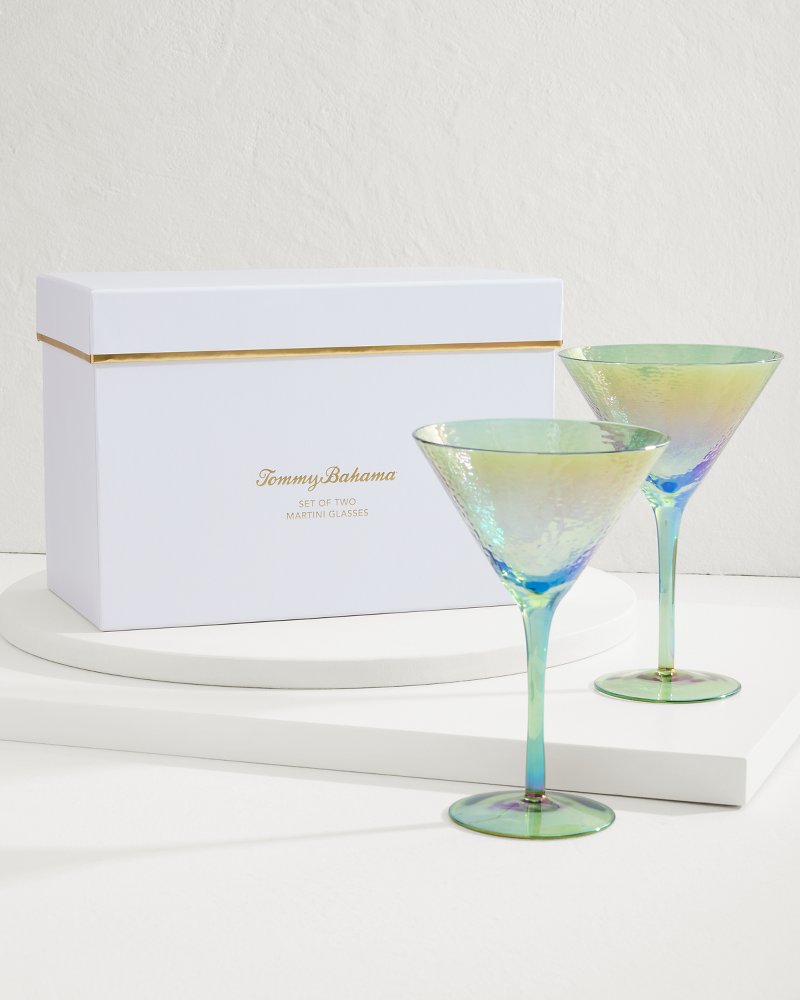 Luster Martini Glasses — Set of 2 Light Blue | Tommy Bahama Customer Favorite - Luster Martini Glasses — Set of 2
