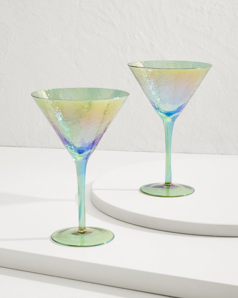Luster Martini Glasses — Set of 2 Light Blue | Tommy Bahama Customer Favorite - Luster Martini Glasses — Set of 2