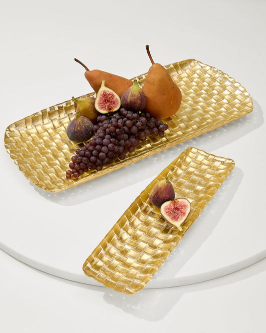 Braided Glass Serving Trays — Set of 2 Gold | Tommy Bahama Trusted - Braided Glass Serving Trays — Set of 2